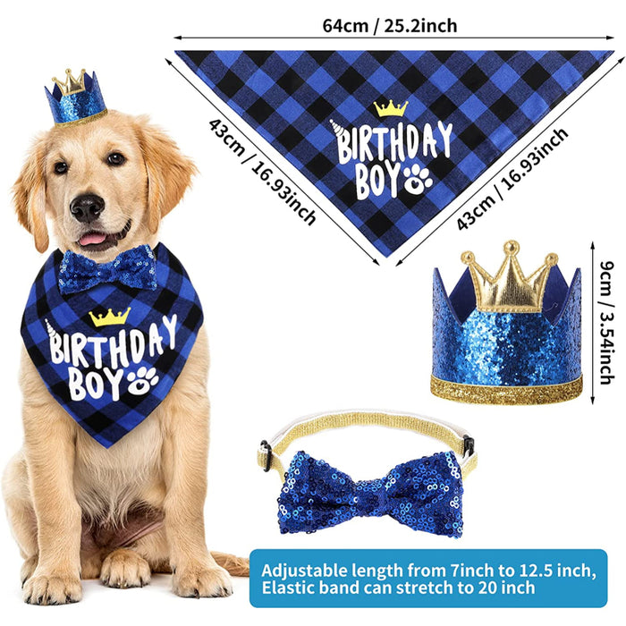 Dog Birthday Party Supplies, Hat Bandana Scarf With Adorable Dog Bow