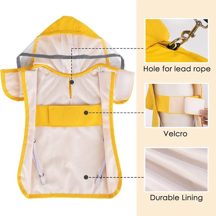 Dog Raincoat With Adjustable Dog Rain Jacket