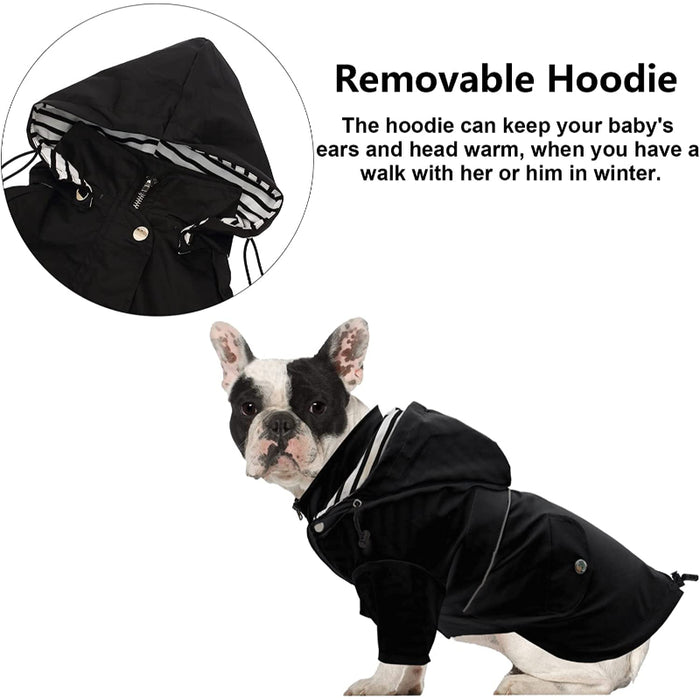 Dog Zip Up Dog Raincoat With Reflective Buttons
