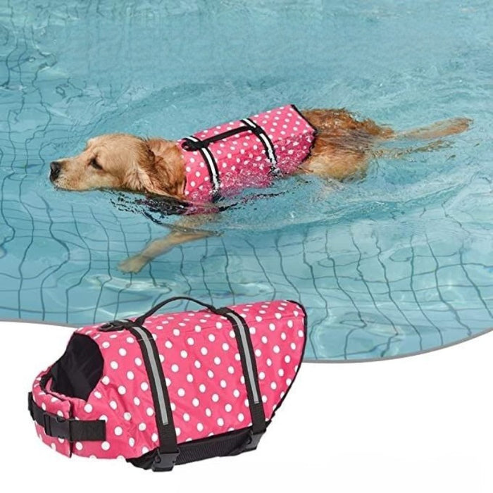 Dog Life Jacket With Adjustable Lifesaver And High Buoyancy Swimsuit