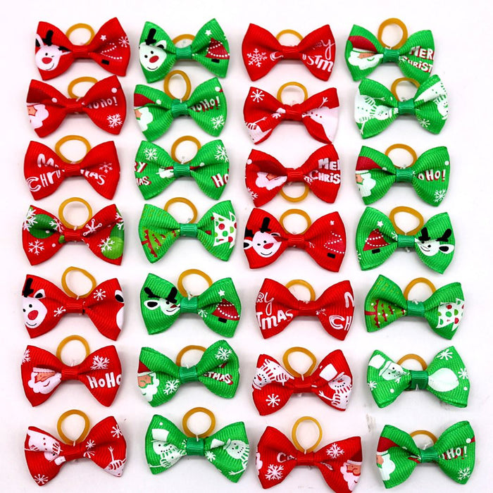 10 Piece Christmas Hair Bow Set For Dogs