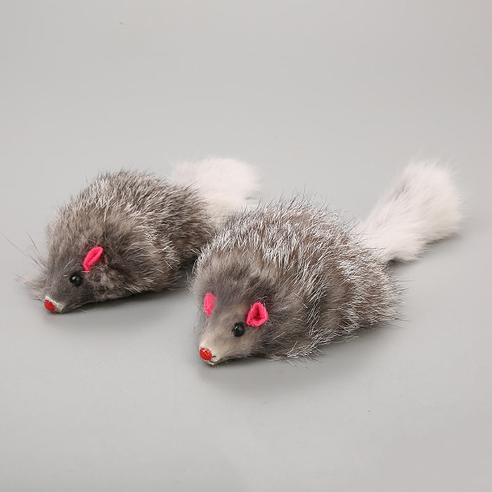 5pcs Furry Mouse Toy Set For Cats
