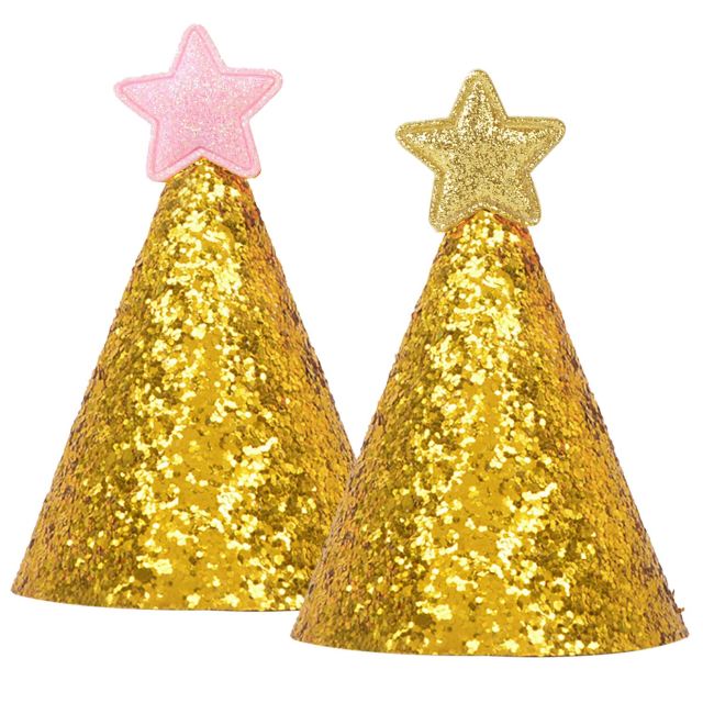2 Pcs Gold Birthday Hat For Cats