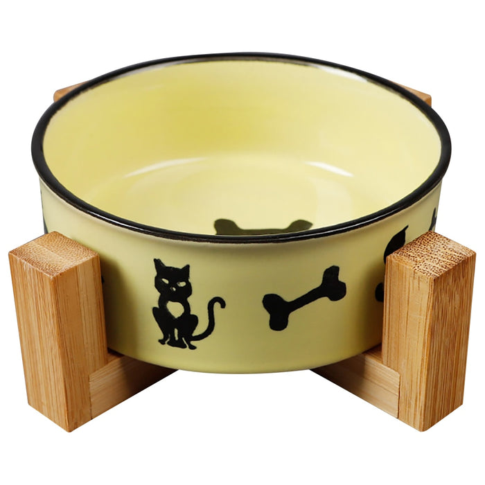Ceramic Food Bowls With a Bamboo Frame