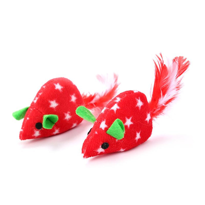 5Pcs Set Of Artificial Feather Mouse Toys For Cat