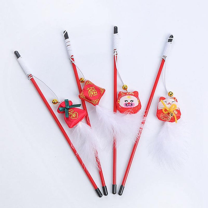 2Pcs Faux Feather Cat Wand Toys